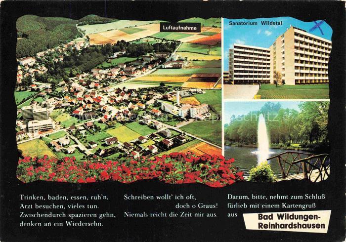 Reinhardshausen Bad Wildungen Hessen Sanatorium-Wildetal Luftaufnahme Springbrun