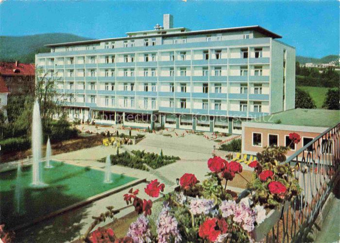 BAD WILDUNGEN Hessen Kursanatorium-Wicker Springbrunnen Klinikgebaeude Geranien