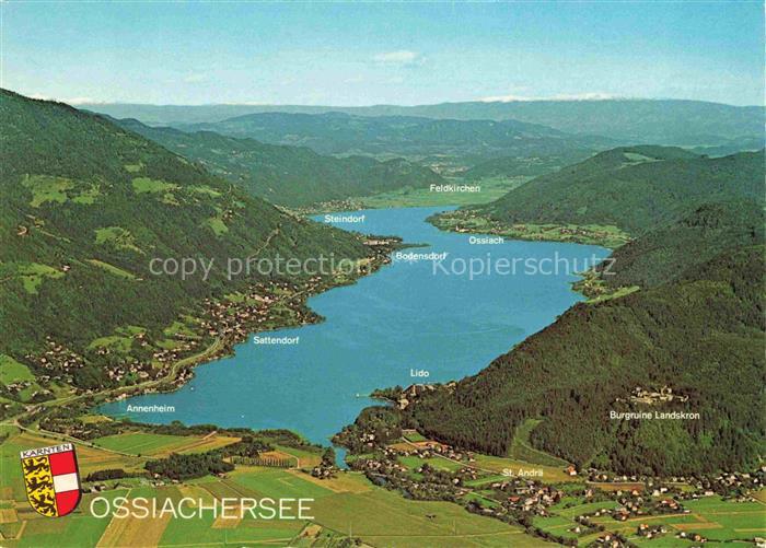 Ossiachersee Kaernten AT Ossiachersee Luftaufnahme See Berge Annenheim Bodensdor