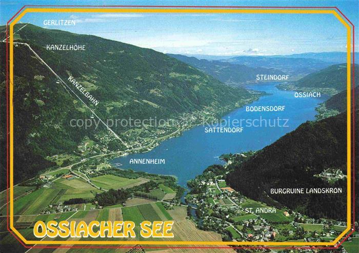 Ossiachersee Kaernten AT Ossiachersee Luftaufnahme See Gerlitzen Kanzelhoehe Kan