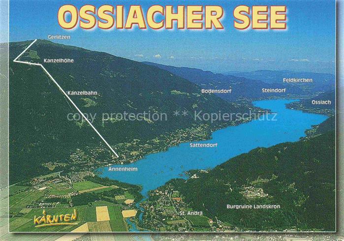 Ossiachersee Kaernten AT Luftbild Kanzelbahn Kanzelhoehe Gerlitzen Sattendorf An