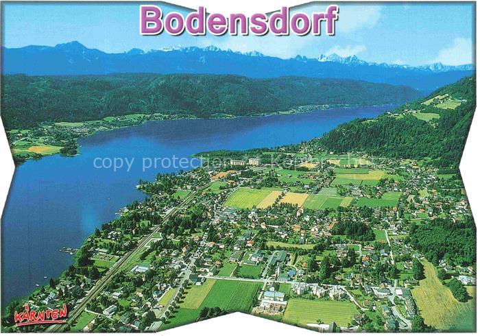 Bodensdorf Ossiacher See Kaernten AT Luftbild Ossiacher-See Dorf Felder Berge Al