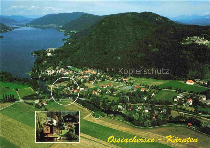 Ossiachersee Kaernten AT Luftbild Burgruine-Landskron Ferienwohnung Slatinweg Te
