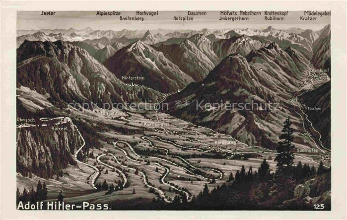 HINDELANG Oberallgaeu Bayern Adolf-Hitler-Pass Jochpass Bergpanorama Alpen Hochv