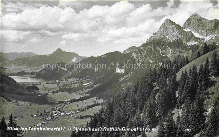 Tannheim 1097m Tirol AT Tannheimertal Gimpelhaus Rottflueh-Gimpel Bergpanorama S