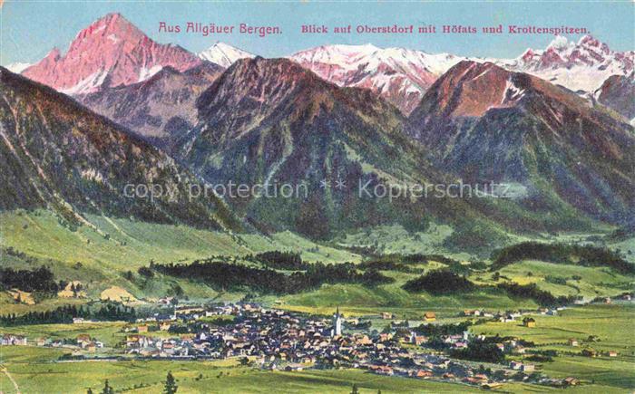 OBERSTDORF Bayern Hoefats Krottenspitzen Allgaeuer-Bergen Panorama Dorf Kirche B