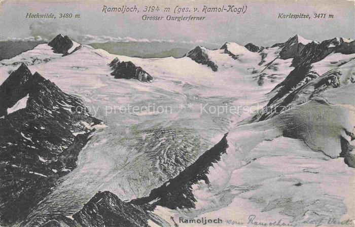 Ramoljoch 3194m Soelden oetztal AT Ramoljoch Gurglerferner Hochwilde Karlespitze