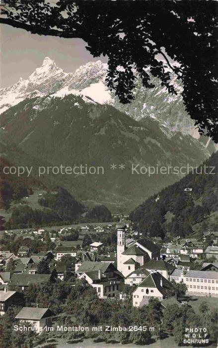 Schruns Tschagguns Montafon Vorarlberg AT Zimba Talblick Kirche Dorf Berge Wald