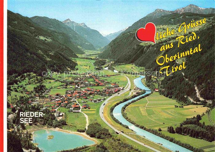Ried Oberinntal Tirol AT Riedersee Inn Oberinntal Tal Berge Fliegeraufnahme Orts