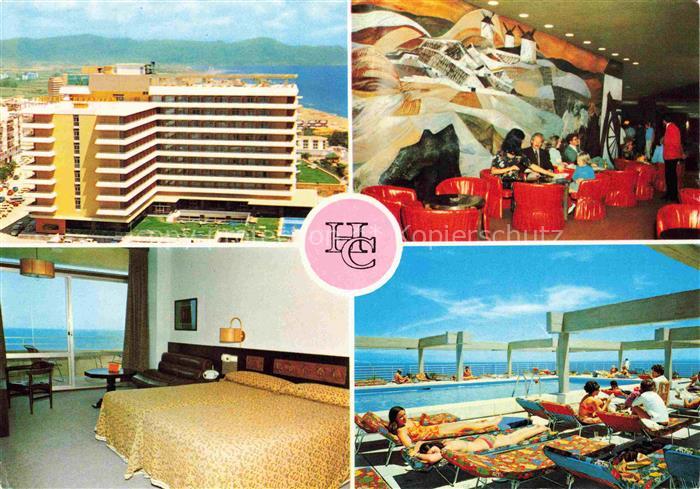 Benalmadena Torremolinos Costa del Sol ES Hotel-Cervantes Hochhaus Pool Liegestu