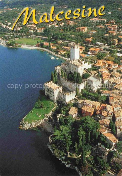 Malcesine Lago di Garda Veneto IT Castello-Scaligero Burg Fliegeraufnahme Lago-d