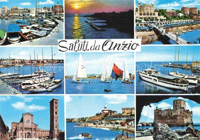 Anzio ROMA Rom Lazio IT Hafen Segelboote Strand Kirche Leuchtturm Burg Sonnenunt