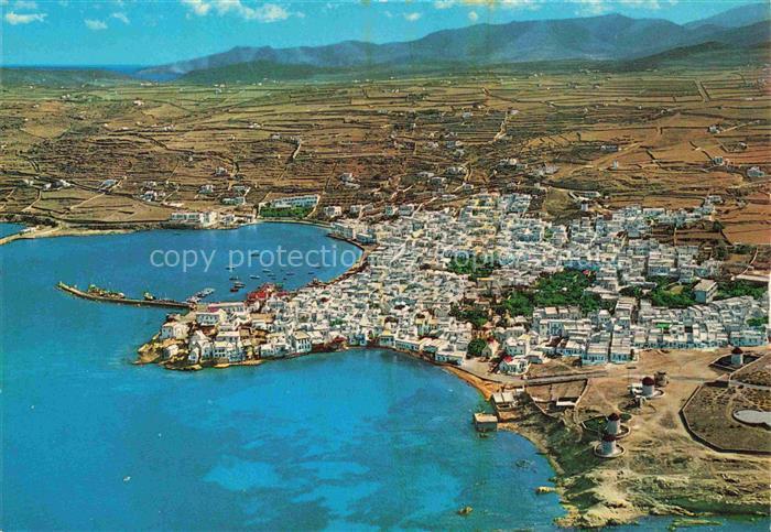 Mykonos Micono Myconos Greece Fliegeraufnahme Hafen Stadtansicht Windmuehlen Ins