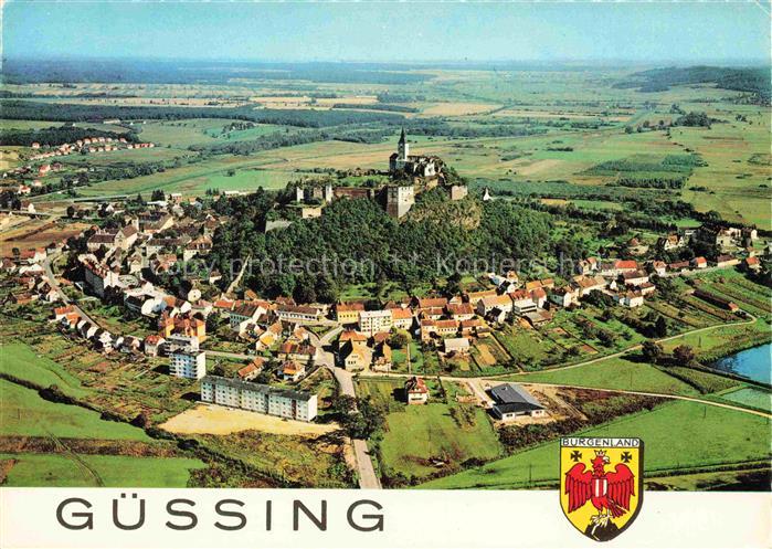 Guessing Burgenland AT Fliegeraufnahme Burg Stadtansicht Basaltkegel Felder Somm