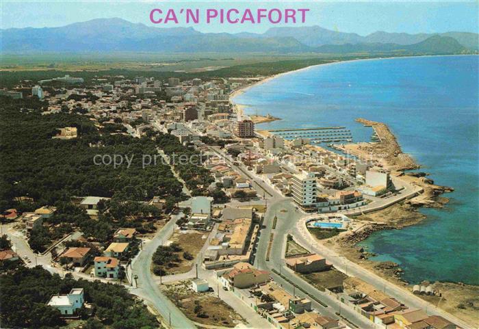 Can Picafort C an Picafort Mallorca ES Strand Hafen Kueste Ortschaft Fliegeraufn