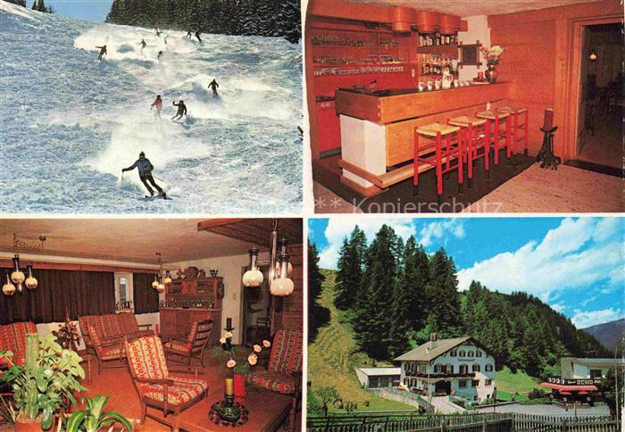 Sattelberghuette 2107m Tirol AT Pension-Garni-Kueng Skipiste Skifahrer Bar Aufen