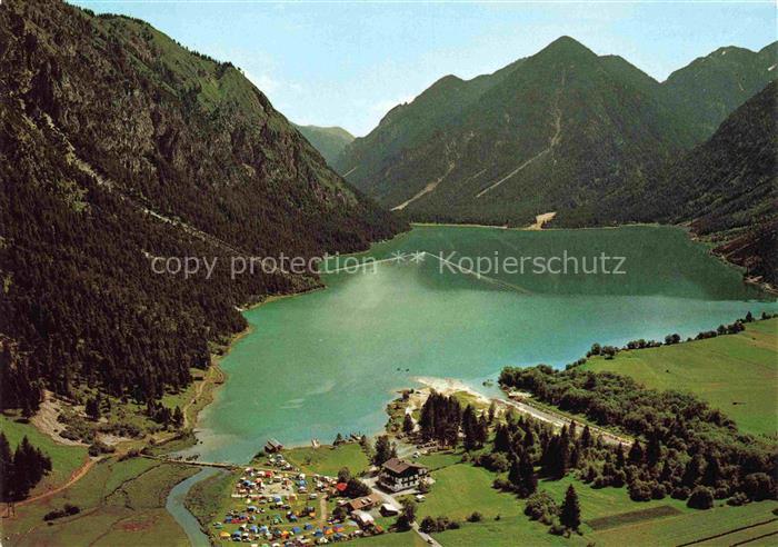 Heiterwanger See Ausserfern Tirol AT Fliegeraufnahme Berge Campingplatz Hotel-Fi