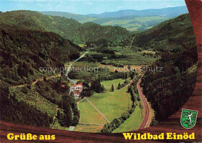 Einoed Wildbad-Einoed Tal Bergwald Eisenbahn Wiesen Hotel Fliegeraufnahme
