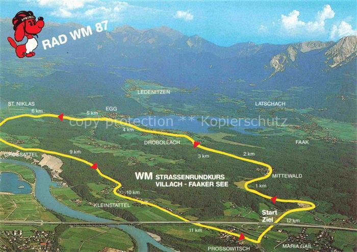 VILLACH Kaernten AT Rad-Weltmeisterschaft Strassenrundkurs Faaker-See Fliegerauf