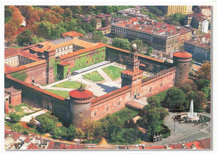 Milan Castello-Sforzesco Burg Festung Luftbild Brunnen Park Stadtansicht
