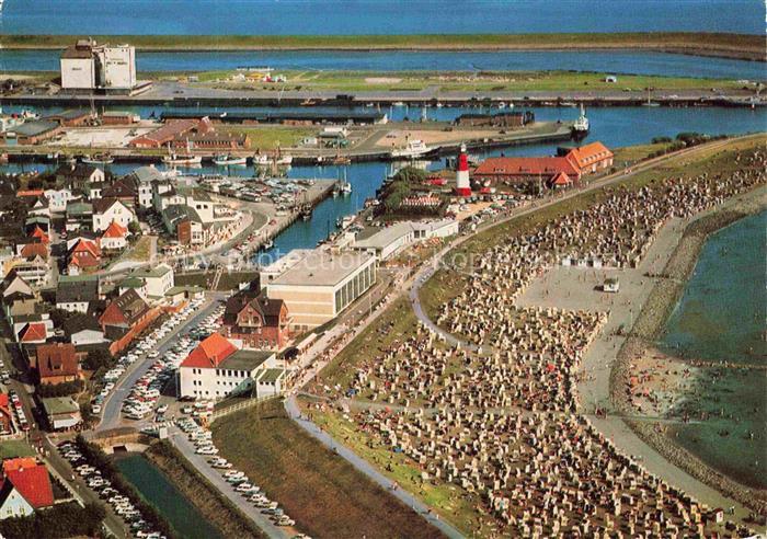 BueSUM Nordseebad Schleswig-Holstein Hafen Strand Strandkoerbe Leuchtturm Luftbi
