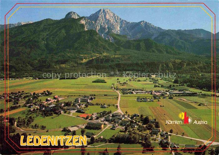 Ledenitzen Villach Kaernten AT Faaker-See Mittagskogel Luftbild Felder Ort Kaern
