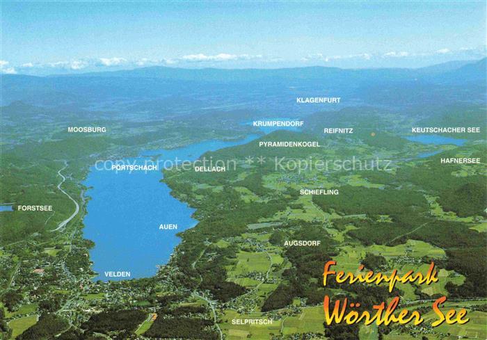 Velden  Woerthersee AT Woerthersee Panorama Luftbild Velden Poertschach Klagenfu