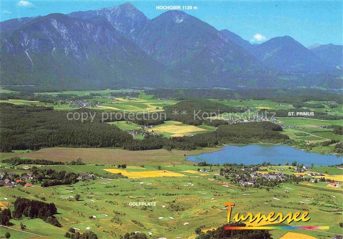 Turnersee Kaernten AT Turnersee Hochobir Golfplatz St-Primus Luftbild Felder Ber