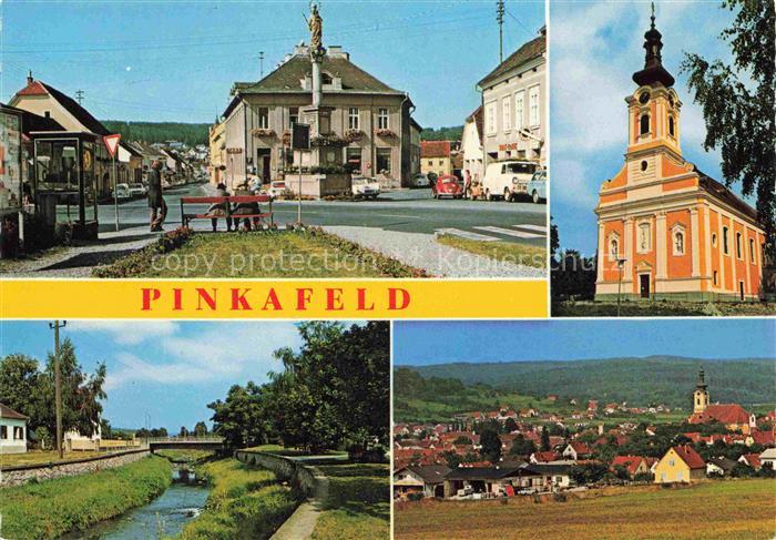 Pinkafeld Burgenland AT Marktplatz Dreifaltigkeitssaeule Pfarrkirche Pinka Ortsp