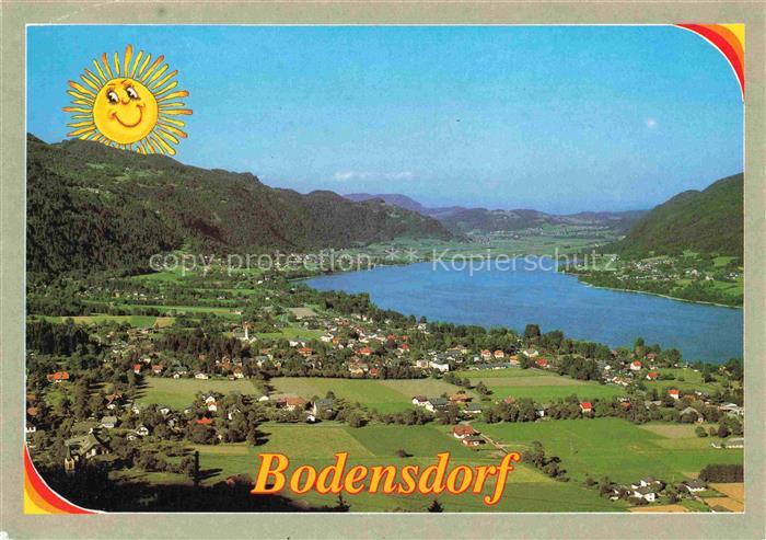 Bodensdorf Ossiacher See Kaernten AT Ossiacher-See Luftbild Ortschaft Felder Wal