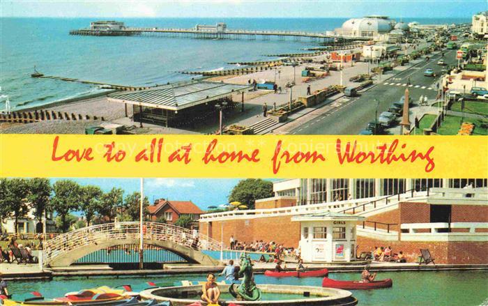Worthing West Sussex UK Marine-Parade-East Boating-Pool Pier Strandpromenade Bo