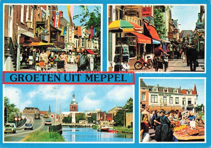 Meppel Drenthe NL Einkaufsstrasse Kanal Turm Markt Hotel-Reint Fahrrad Geschaeft
