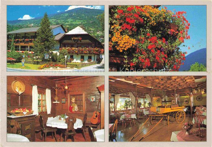 Radenthein Kaernten AT Tischlerwirt Gasthof-Pension Aussenansicht Blumen Innenra