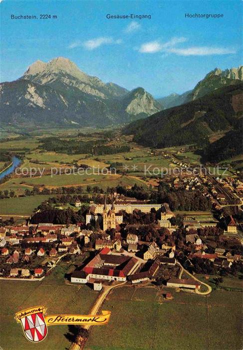 Admont Steiermark AT Stift-Admont Gesaeuse Fliegeraufnahme Enns Buchstein Hochto