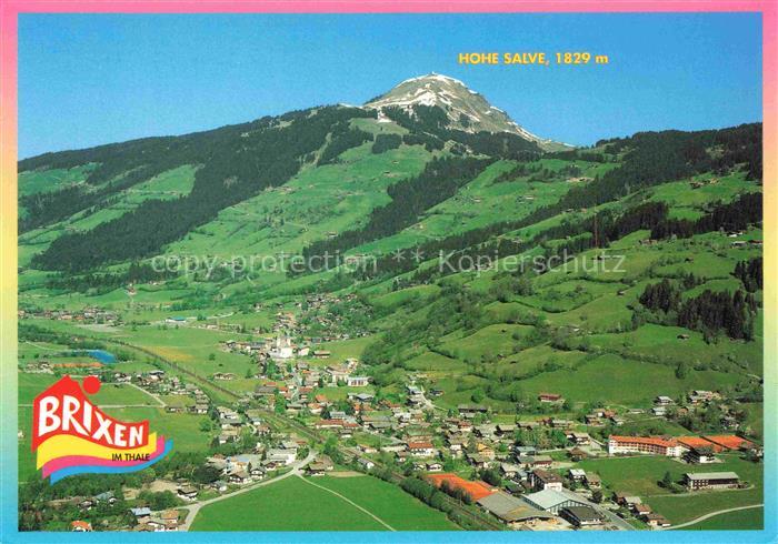 Brixen im Thale Tirol AT Tal Dorf Kirche Berge Wiesen Hohe-Salve Fliegeraufnahme