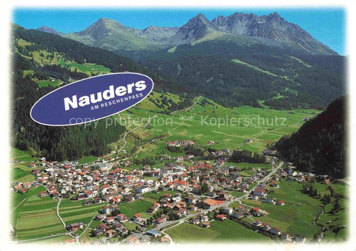 Nauders Tirol AT Reschenpass Fliegeraufnahme Luftbild Dorf Berge Kirche Alpen Ta