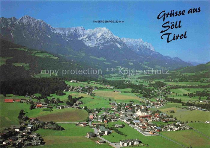 Soell Woergl Wilder Kaiser Tirol AT Kaisergebirge Gruss-aus Luftaufnahme Dorf Be