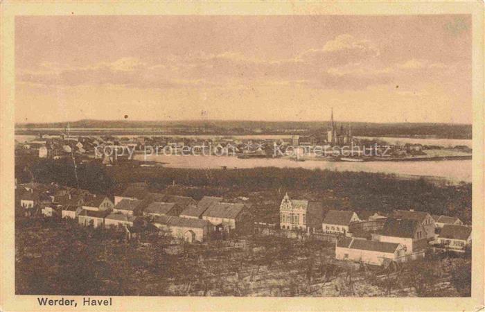 Werder Havel Havel Fluss Kirche Daecher Stadtansicht Insel Havellandschaft