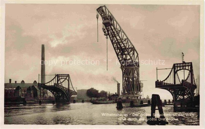 Wilhelmshaven CITY Schwimmkran Drehbruecke Hafen Industrie Schornstein Werft Ka
