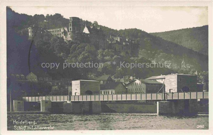 HEIDELBERG Neckar Schloss Stauwehr Neckar Wald Bruecke Heidelberger-Schloss Rui
