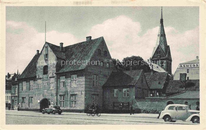 FLENSBURG Flensborg Schleswig-Holstein Kompagnie-Tor Kirchturm Autos Fahrrad Ge