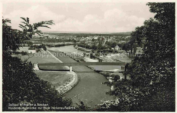 Bad Wimpfen Neckar Hindenburgbruecke Neckar Bruecke Stadtansicht Flusstal Baeume