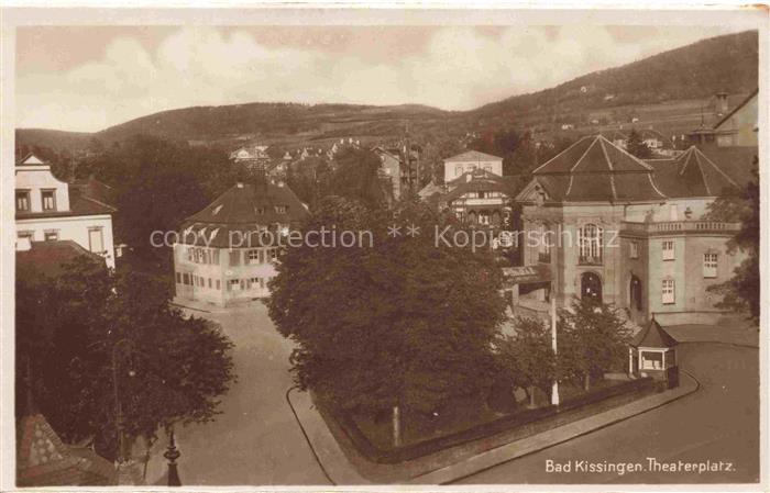 BAD KIssINGEN Bayern Theaterplatz Theater Platz Baeume Villen Huegel Stadtansich