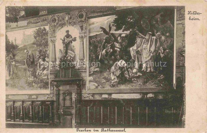 HILDESHEIM CITY Rathaussaal Fresken Wandgemaelde Innenraum Rathaus Historienmal