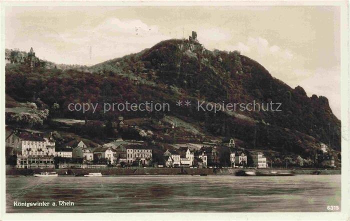 Koenigswinter Rhein Drachenfels Rhein Siebengebirge Dampfer Uferpromenade Burgru