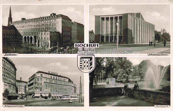 BOCHUM CITY Rathaus Schauspielhaus Bongardstrasse Stadtpark Brunnen H-Baltz Meh