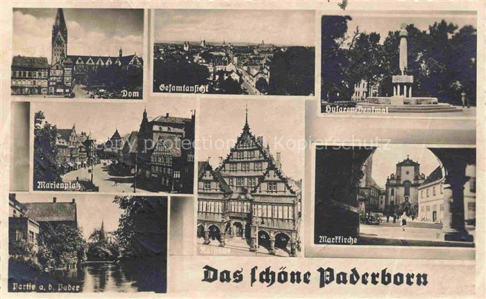 PADERBORN NRW Dom Rathaus Marienplatz Husarendenkmal Marktkirche Pader Gesamtans