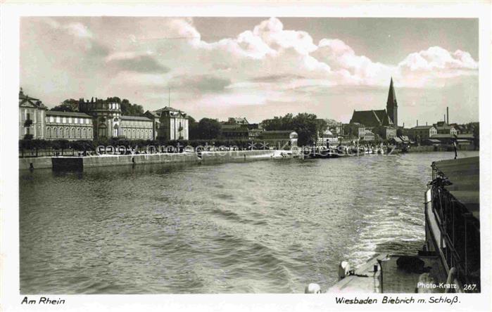 Biebrich Rhein WiIESBADEN Hessen Schloss-Biebrich Rhein Rheinufer Dampfer Kirch