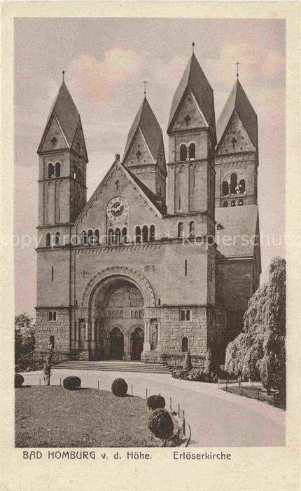 BAD HOMBURG von der Hoehe Hessen Erloeserkirche Kirche Romanisch Tuerme Portal F