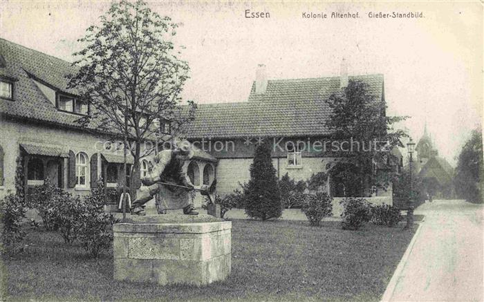 EssEN Ruhr Kolonie-Altenhof Giesser-Standbild Arbeitersiedlung Denkmal Statue K